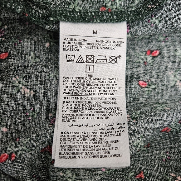 Old Navy Babydoll Peplum Shirt Green Floral Long Sleeve Smocked Top Medium - Picture 7 of 8